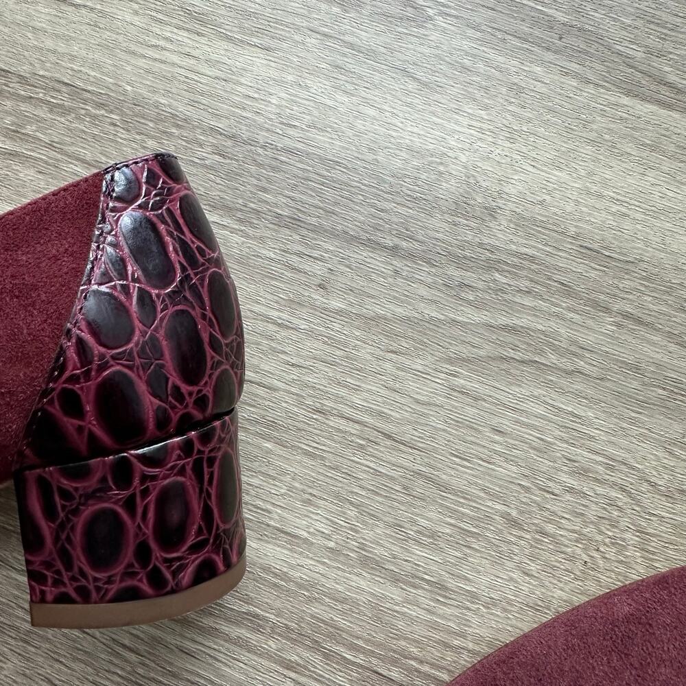 J.Crew Evelyn Cross Embossed Block Heel Suede Pumps - Picture 3 of 4